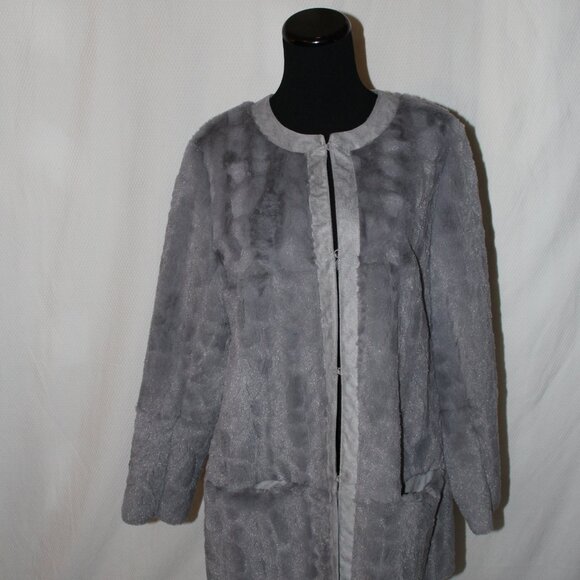 BIG SALE CARLOS FALCHI CHI Reversible Luxury Gray Faux Fur Suede Feel M Medium - Picture 3 of 16